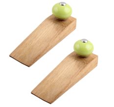 2 Pieces Lime Round Ceramic Wooden Door Stopper